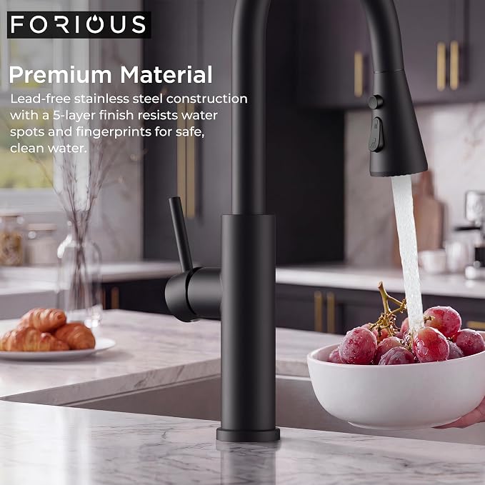 FORIOUS Black Kitchen Faucet - Image 5