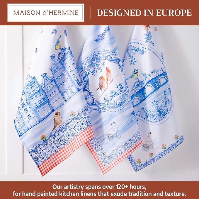 Maison d' Hermine Kitchen Towels Set of 3 Reusable 100% Cotton 27.50" x 20" - Image 2