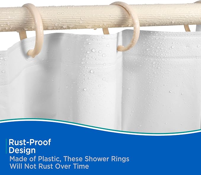 Kenney - Shower Curtain Rings, Rust-Proof Plastic Hooks - Image 4
