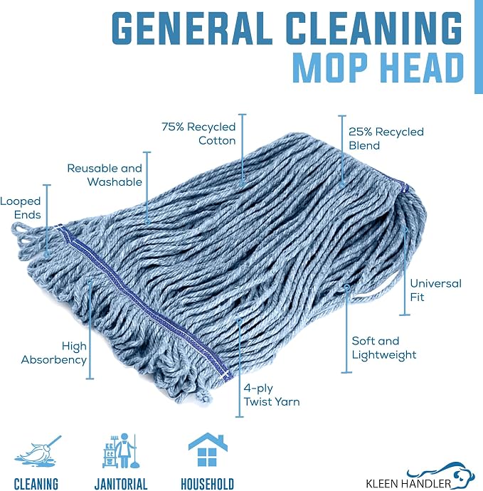 KLEEN HANDLER Heavy Duty Commercial Loop End Mop Head Replacement, 24 Pack - Image 2