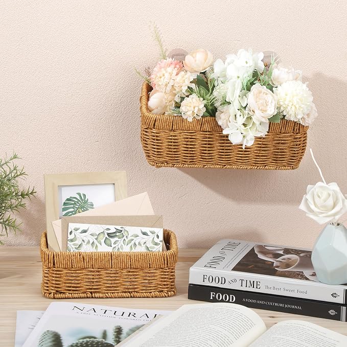 Tioncy 2 Pcs Woven Hanging Wall Baskets - Image 6
