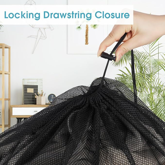 2 Pack Mesh Laundry Bags 23x34 Inch Drawstring Locking - Image 3