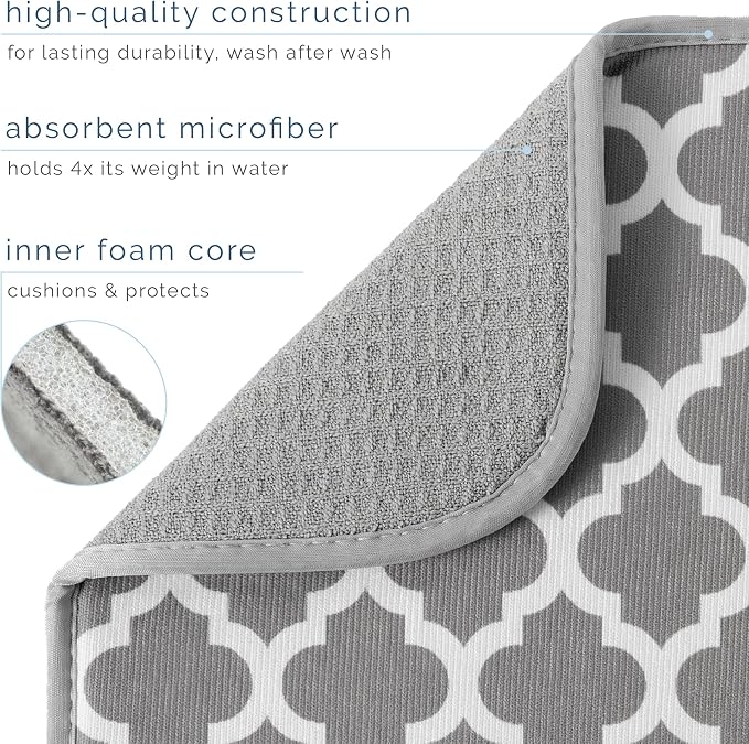 S&T INC. Dish Drying Mat, Trellis | Absorbent Microfiber, Kitchen Counter Mat - Image 3