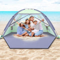 Happy Travel Beach Tent Sun Shelter for 3/4/5/6/7/8 Person, Portable UPF 50+ UV Protection Beach Shade Canopy for Family & Baby, Lightweight & Easy Setup Beach Cabana with 3 Ventilation Mesh Windows