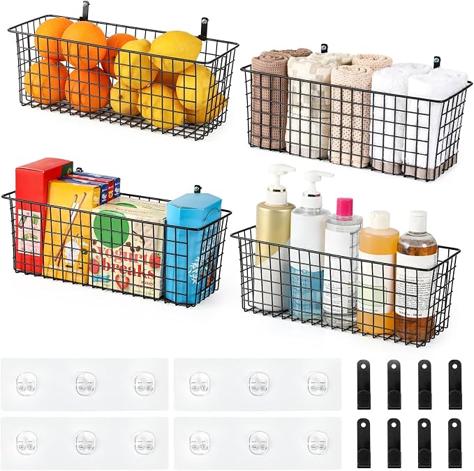 4 Set Hanging Wall Mount Storage Baskets - Image 5
