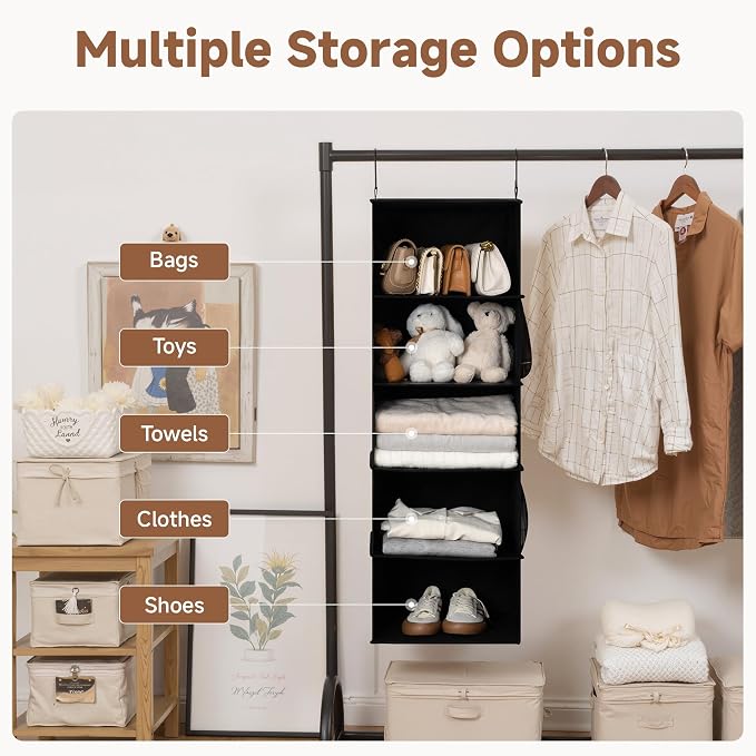 StorageWorks Hanging Closet Organizer, 5-Shelf Hanging Shelves - Image 4