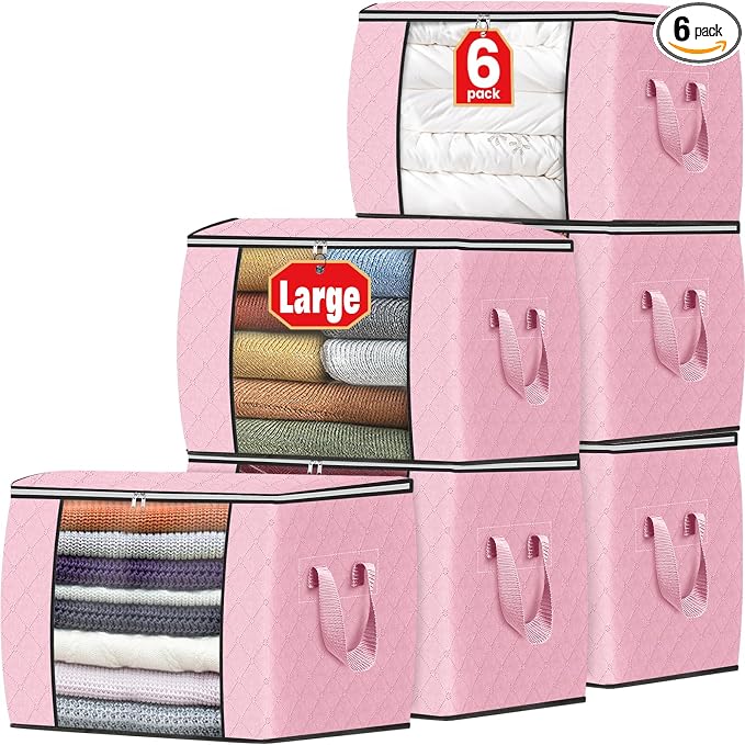 90L Clothes Storage, Foldable Thick Fabric Blanket Storage Bags | Foldable by Fabtotes
