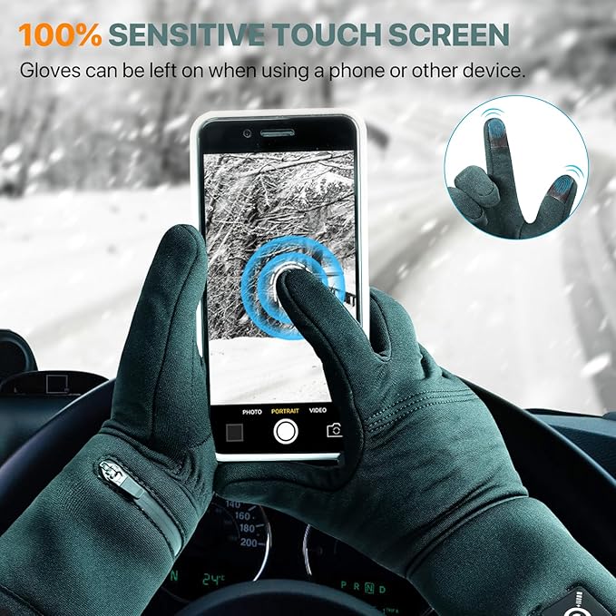 Heated Gloves for Adults - Rechargeable Battery, 3 Heat Settings, Water Resistant Touchscreen Compatible for Women Men Winter Sports, Motorcycling, Hunting Outdoor Activities