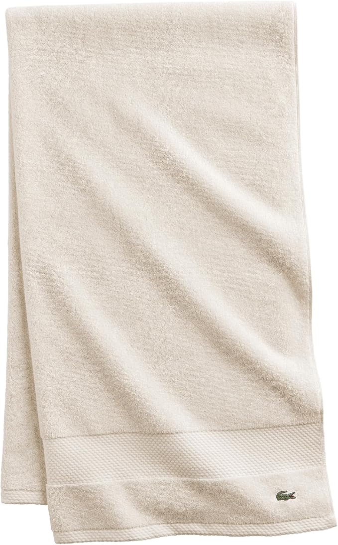 Lacoste Heritage 100% Supima Cotton Bath Towel 30" x 54", Chalk | Highly by Unknown
