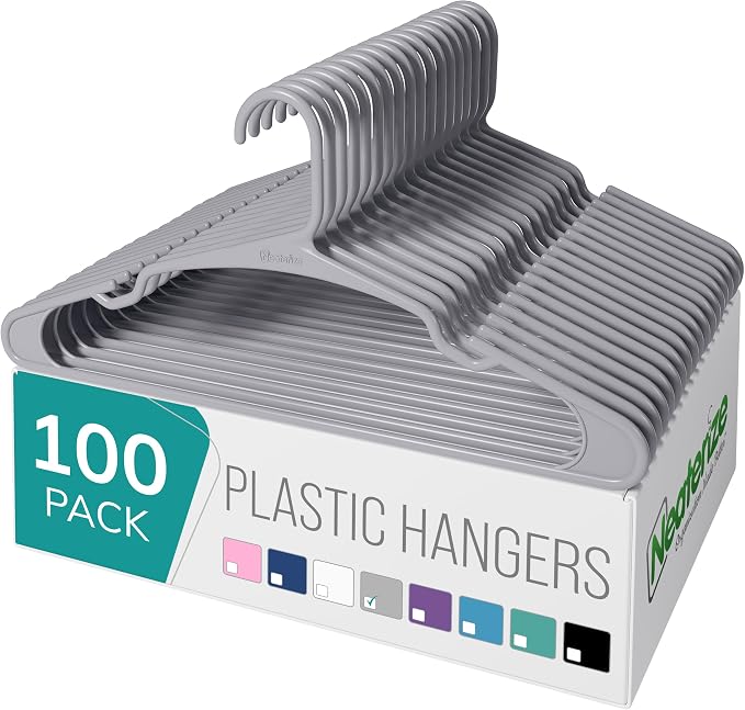 NEATERIZE Clothes Hangers Plastic 100 Pack by Neaterize