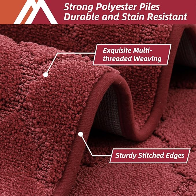 COSY HOMEER-Kitchen-Rugs 20"x48" Non-Slip Absorbent Soft Kitchen Runner Rug Polyester Kitchen Mats for Floor Washable Kitchens Standing Floor Mat for Sink Mat,Hallway,Laundry,Red
