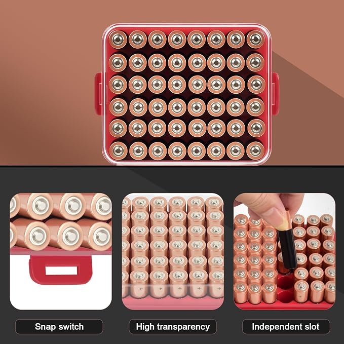 ALCYON Clear Plastic Battery Organizer Storage Case - Image 2