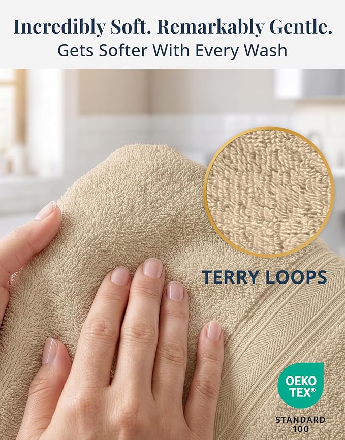 LANE LINEN Hand Towels Cotton 100% Cotton 6 Pack Soft Absorbent - Image 2