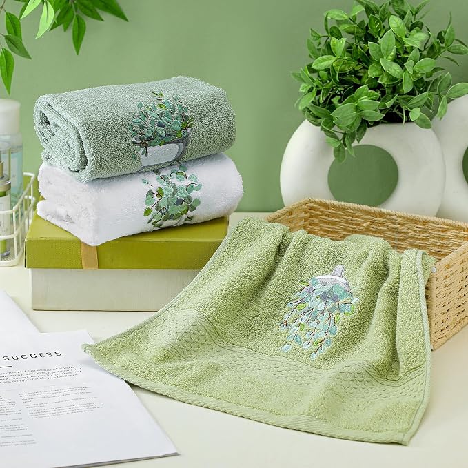 3 Pcs Eucalyptus Leaves Hand Towels - Image 3