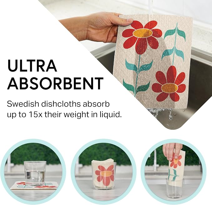 Swedish Wholesale Dishcloths Reusable 8" x 7" Sponge Cloths, Bulk 10 Pack of - Image 5