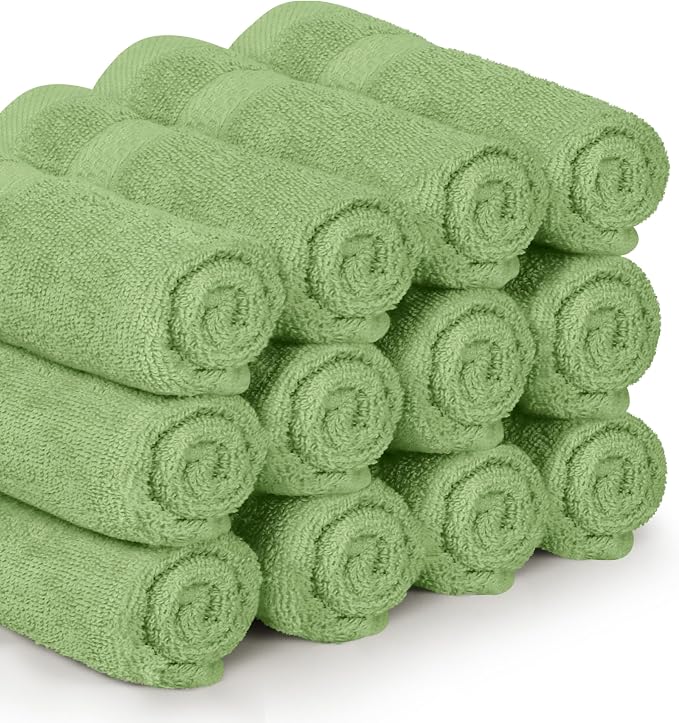 Utopia Towels 12 Pack Premium WashCloths, 12x12 in, 100% Cotton, Sage Green | - Image 6