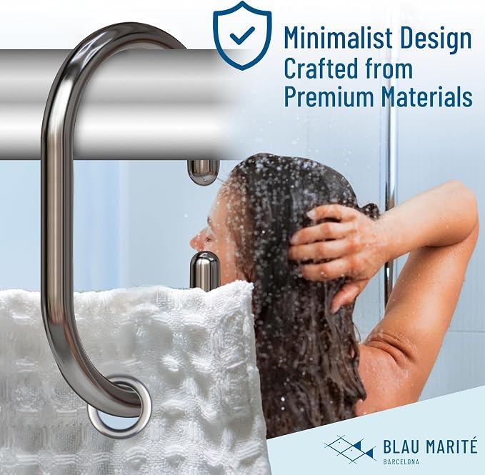 12 Metal Shower Curtain Hooks, Rust-Proof Decorative C-Shaped Curtain Hooks - Image 4