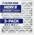 Filter King 19.5x19.5x1 Air Filter | 3-PACK | MERV 8 HVAC Pleated A/C Furnace Filters | MADE IN USA | Actual Size: 19.5 x 19.5 x .75"