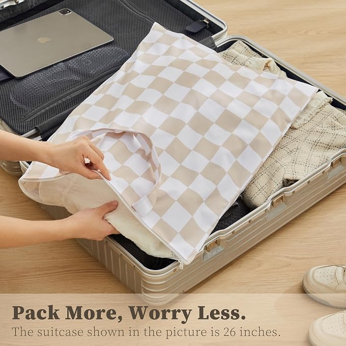 Ohocut Checkered 2 Pcs Large Travel Laundry Bags - Image 2