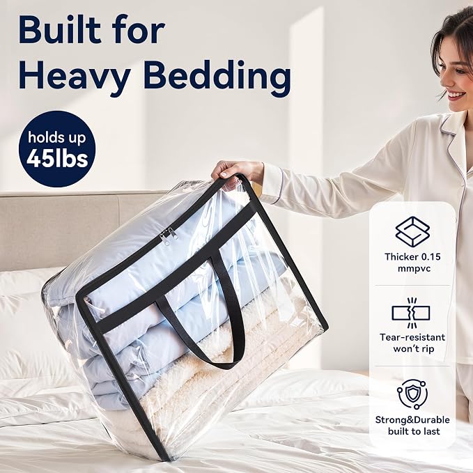 SpaceTrove Clear Storage Bags, foldable waterproof moving bags store comforters - Image 4