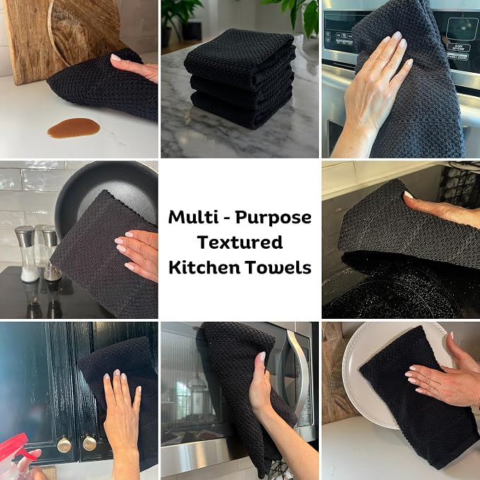 Black Kitchen Hand Dish Towels, 100% Cotton - Image 8