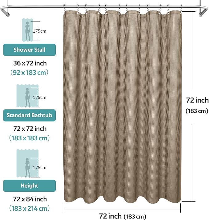 Vipfree 3 in 1 Shower Curtain Set, Waffle Shower Curtain and Liner Set - Image 6