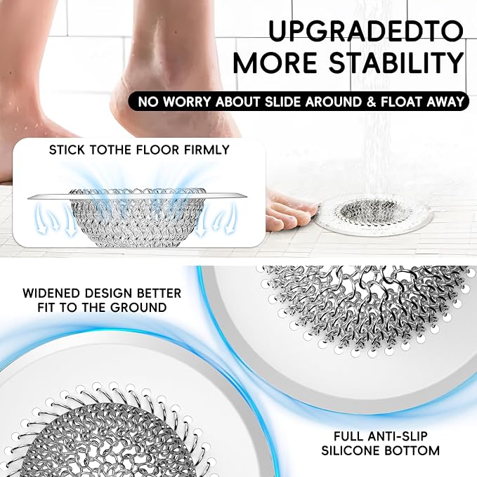 Hair Trap for Shower Drain, 4.4" Anti-Clog Tub Drain Cover, Anti-Clog Mesh - Image 5