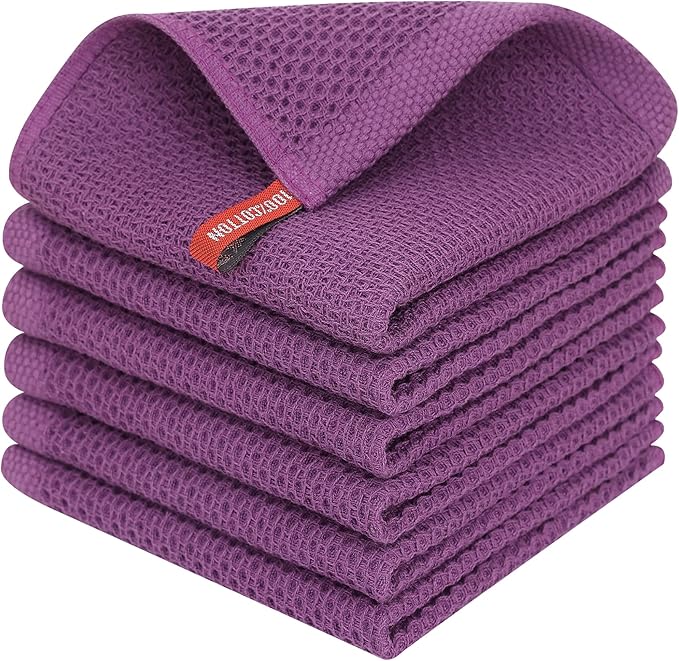 Homaxy 100% Cotton Waffle Weave Kitchen Dish Cloths 6-Pack, Ultra Soft by Homaxy
