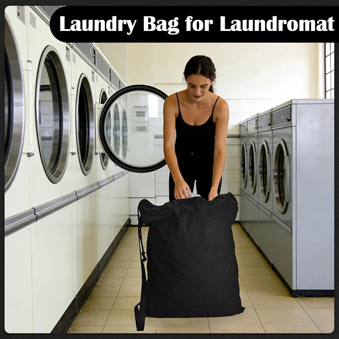 Canvas Laundry Bag with Shoulder Strap & Drawstring - Image 6