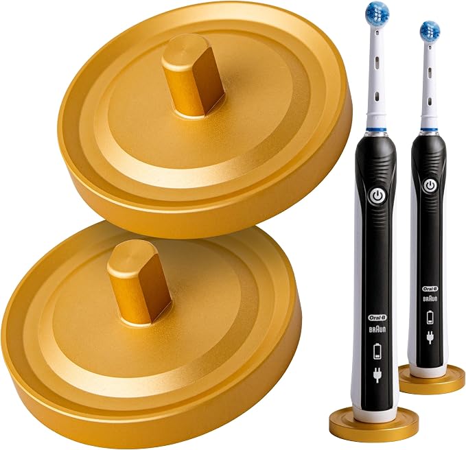 Gold Oral-B Compatible 2-Pack Electric Toothbrush Holder by Relsy