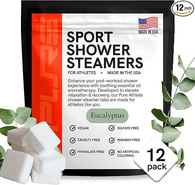 Sport Shower Steamers - Made in USA with Natural Eucalyptus Essential Oil, Aromatherapy, Stress and Sinus Relief, Muscle Recovery for Athletes, Best Birthday and Valentines Day Gifts for Runners