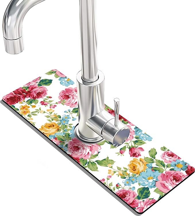 Kitchen Sink Splash Guard Faucet Mat -2 PC Super Absorbent Fast Drying Mat Sink - Image 2