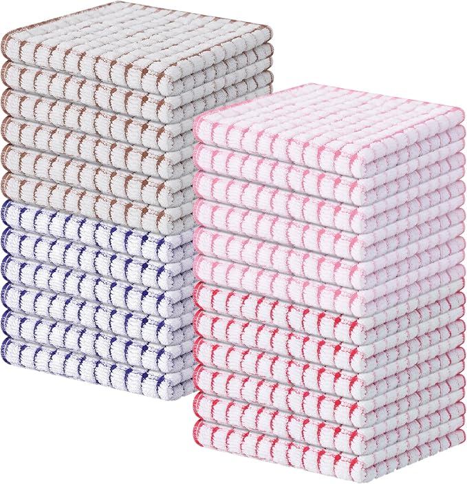 Kitinjoy Cotton 24 Pack Terry Kitchen Dish Cloths, Mix Colour by Kitinjoy