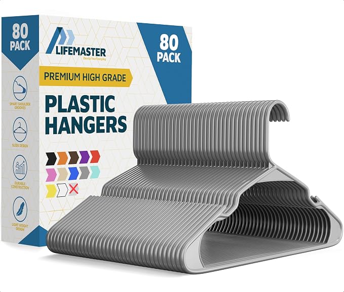 Lifemaster Plastic Clothes Hangers – Heavy Duty Hanger Set, by LIFEMASTER