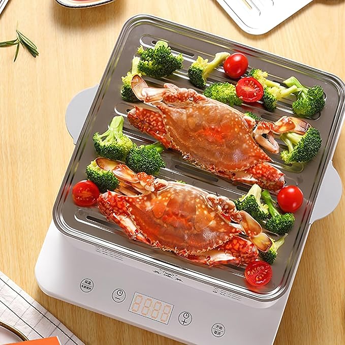 Electric Food Steamer, 3-Tier 2.2L Capacity, Digital Control Panel, 9-Second Steam Technology, Clear Stackable Baskets