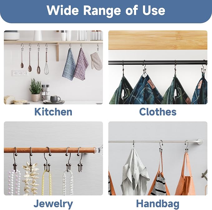 Titanker Shower Curtain Hooks Rings, Rust Resistant Metal Minimalist Simple - Image 6