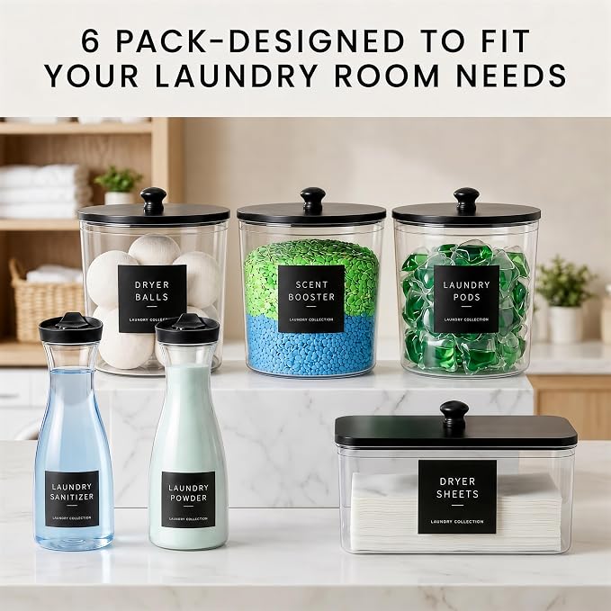 Laundry Room Organization Set, 4 Laundry Containers, 2 detergent dispenser - Image 4