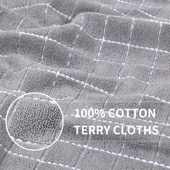 Homaxy Kitchen Towels and Dishcloths Set, Light Grey - Image 2