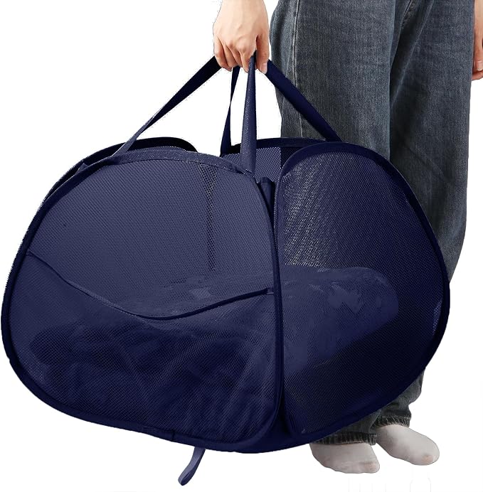 Collapsible Laundry Baskets, 90L Large Foldable Laundry Basket, Durable Mesh by Bemkoo