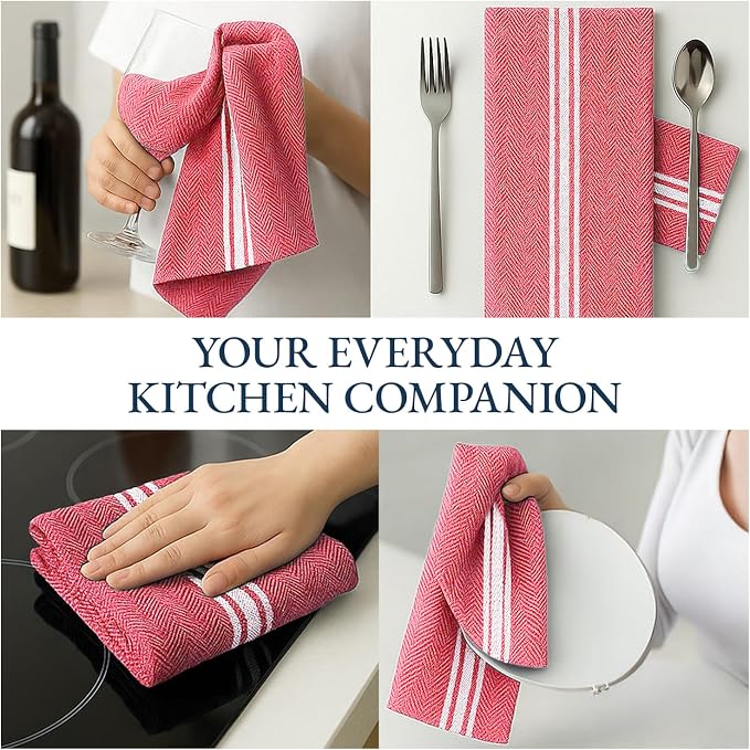 LANE LINEN 100% Cotton Kitchen Towels Absorbent Lint-Free 12 Pack - Image 7