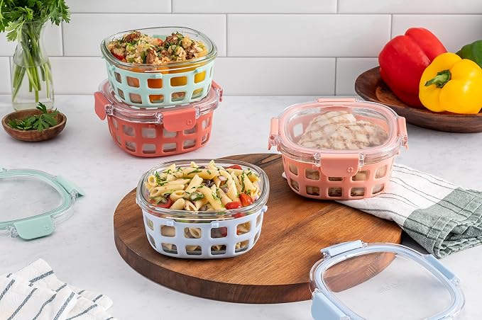 Ello Duraglass 3.4 Cup Round Glass Meal Prep Containers, Melon | Glass meal - Image 2