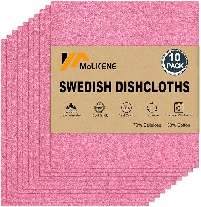 MoLKENE Swedish Dishcloths for Kitchen, 10 Pack Reusable Paper Towels, by MoLKENE