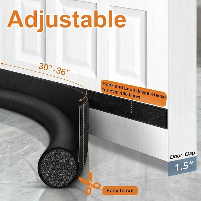 HomeProtect 2 Pack Door Draft Stopper Adjustable 36" 34" 32" 30" Door Sweep - Image 9