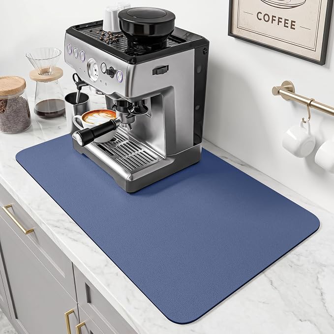 PoYang 24x16 Inch Coffee Mat, Large Dish Drying Mat, Stain-Hiding, Non-Slip & by PoYang
