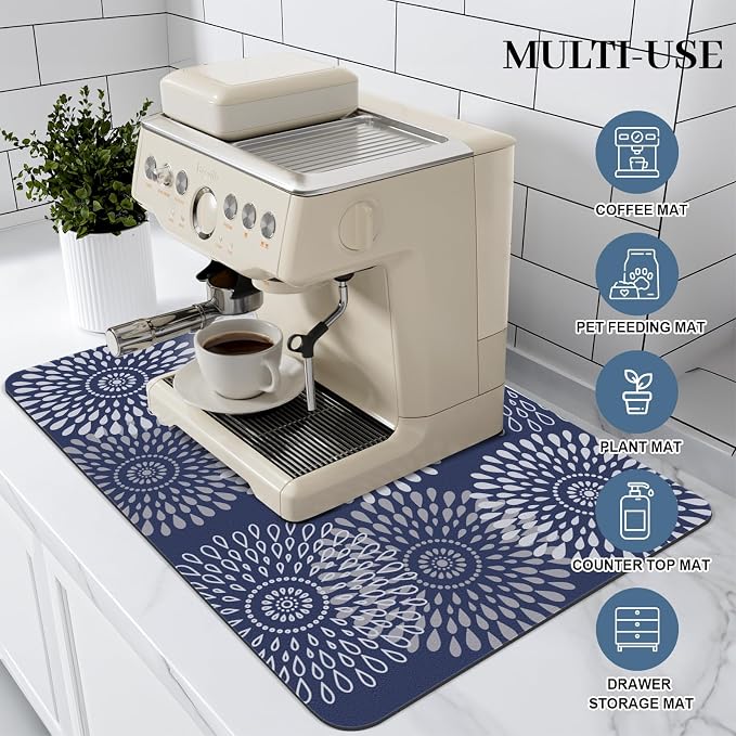 Dish Drying Mat Absorbent Kitchen Counter Mat Rubber Backing Draining Mat | - Image 3