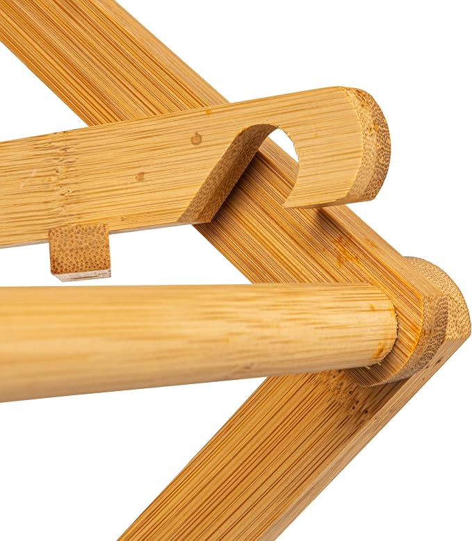 Household Essentials Bamboo Oversized Clothes Drying Folding Rack, Upscale - Image 4