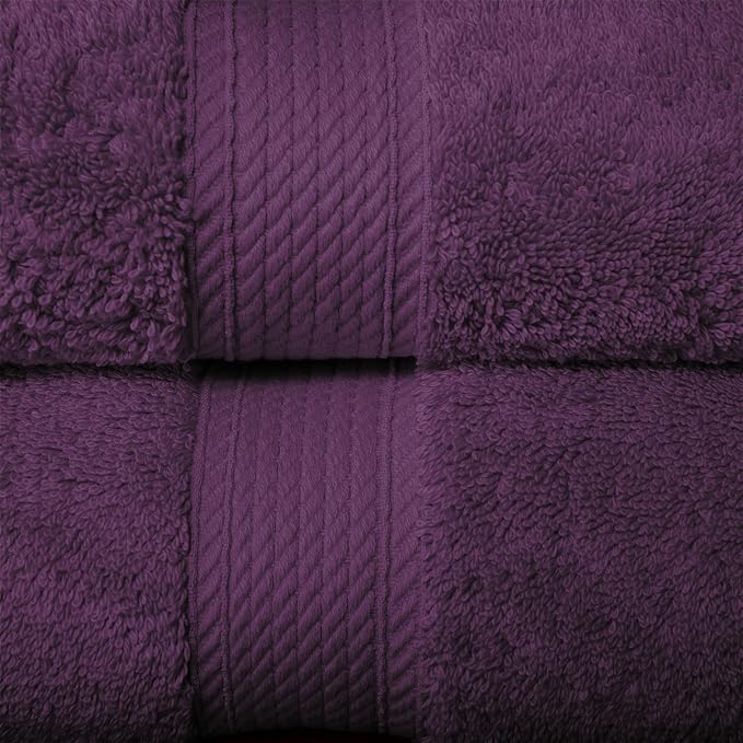 SUPERIOR Egyptian Cotton Ultra Plush & Absorbent, 10 Piece Set, Plum | Quick Dry - Image 7