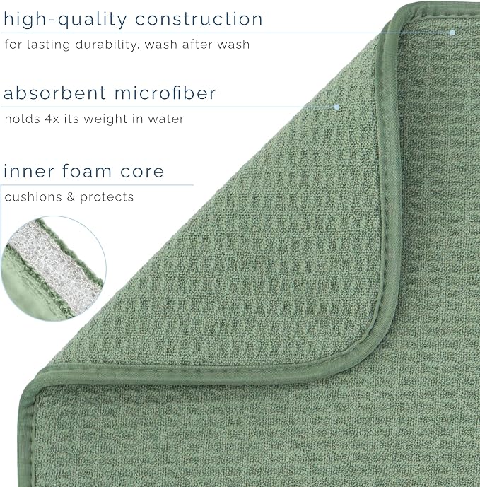 S&T INC. Dish Drying Mat, Sage Green | Absorbent Microfiber, XXL Kitchen - Image 3