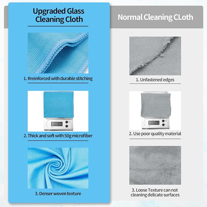 Microfiber Glass Cleaning Cloth, 6 Pack Window Glass Cleaning Rags, Reusable - Image 8