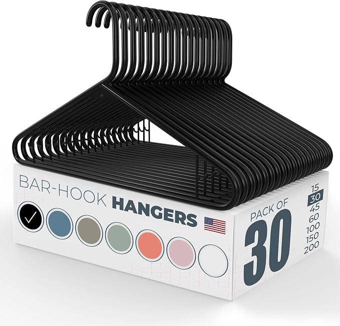 Plastic Hangers 30 Pack – Made in the USA – 6lb Capacity Standard Clothes by NeatiesHangers